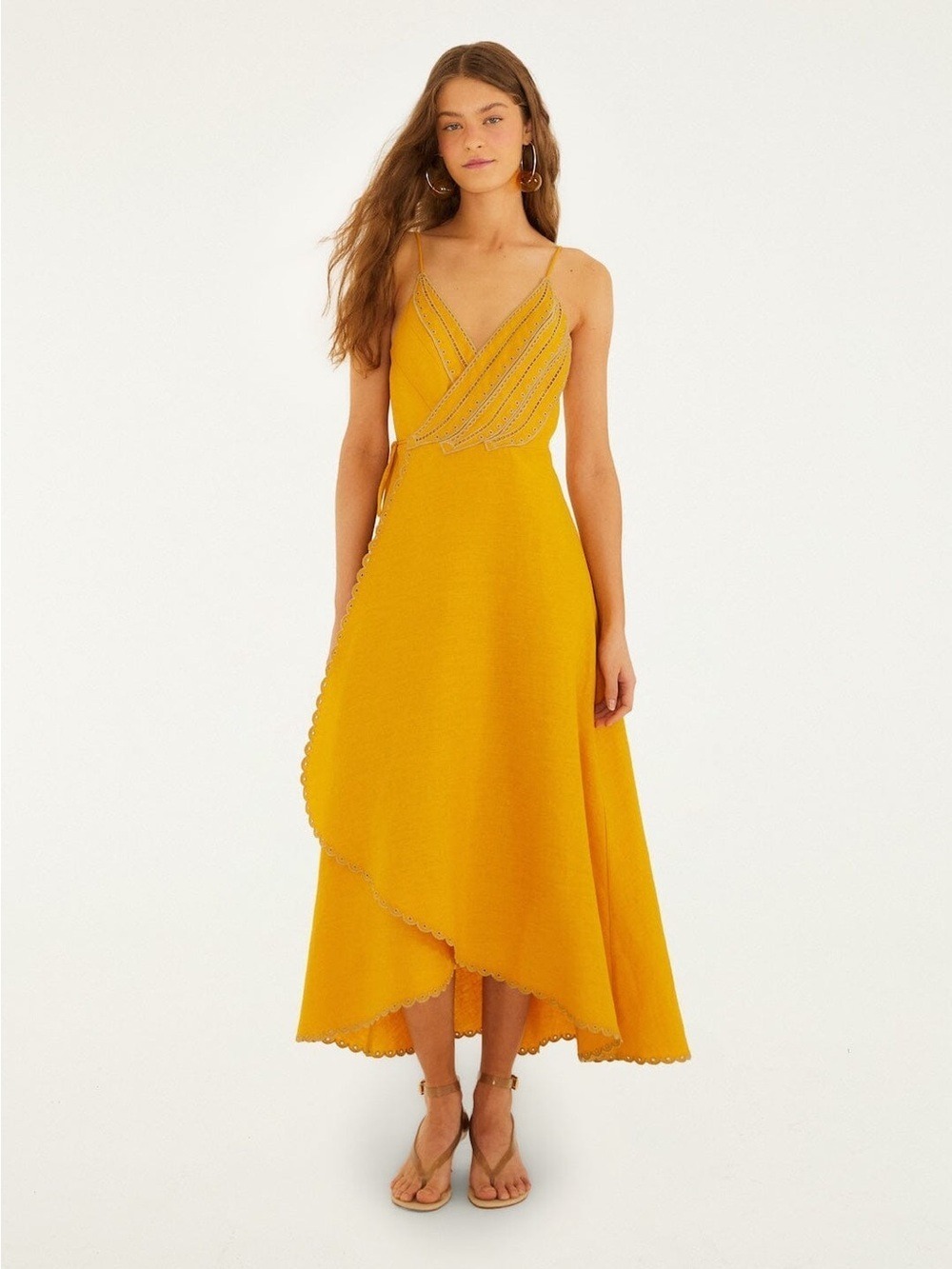 Farm Rio Yellow Bananas Maxi Wrap Dress